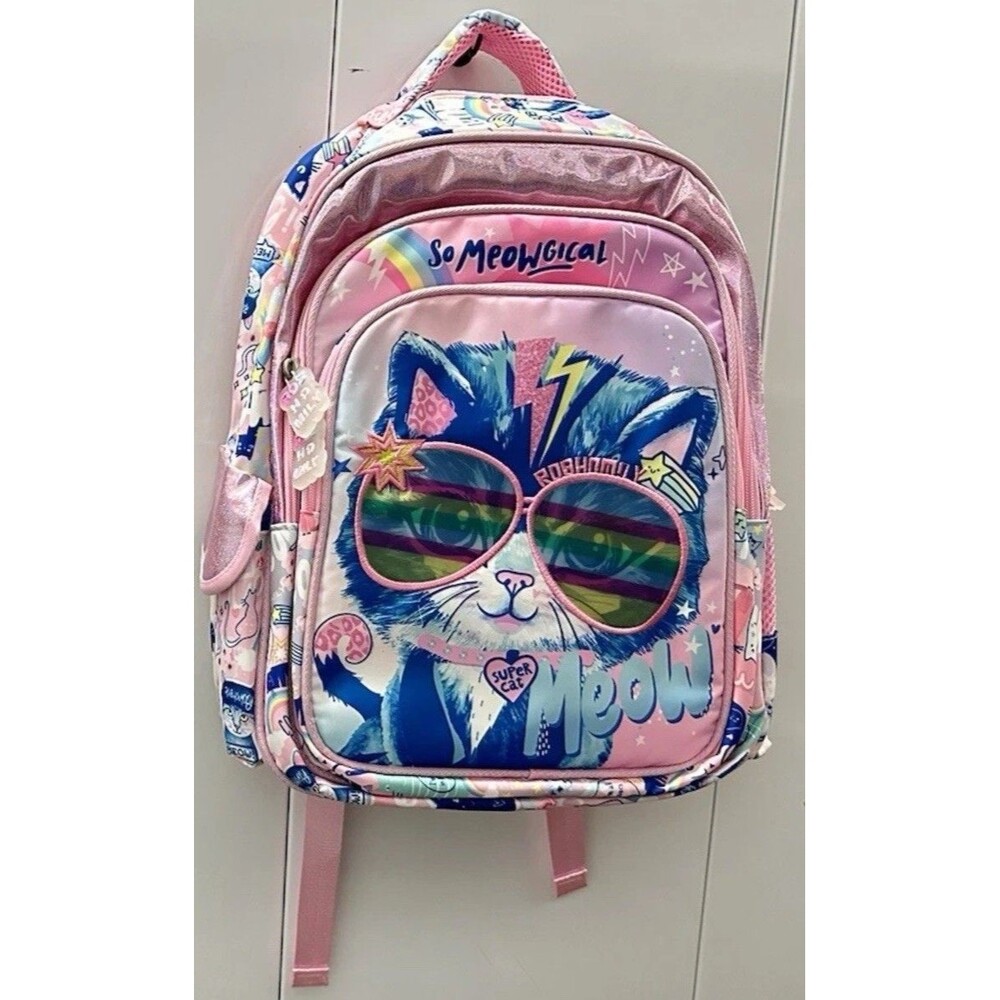 Robhomily Girls 3Pc Cat Backpack Lunch Box Pencil Case School Set NWT